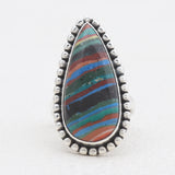Rainbow Calsilica Silver Rings