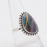 Rainbow Calsilica Silver Rings