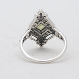Green Peridot Silver Designer Rings