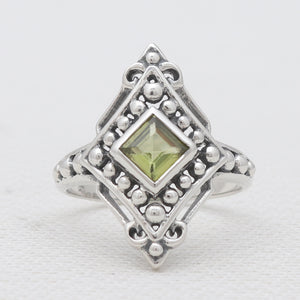 Green Peridot Silver Designer Rings