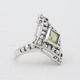 Green Peridot Silver Designer Rings