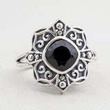 Black Spinel Silver Ring