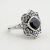 Black Spinel Silver Ring