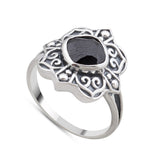 Black Spinel Silver Ring