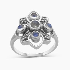 Rainbow Moonstone Silver Rings