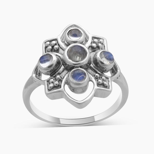 Rainbow Moonstone Silver Rings