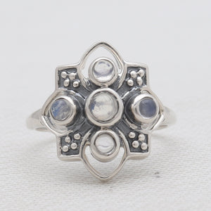 Rainbow Moonstone Silver Rings