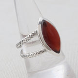 Hessonite Silver Ring