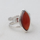 Hessonite Silver Ring