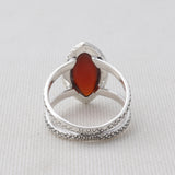 Hessonite Silver Ring