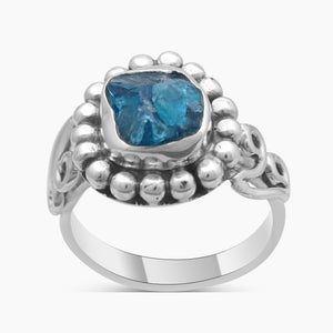 Neon Apatite Silver Designer Rings