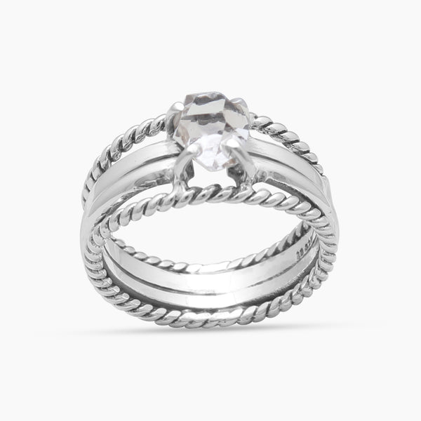 Herkimer Quartz Band Rings