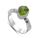 Raw Peridot Sterling Silver Ring