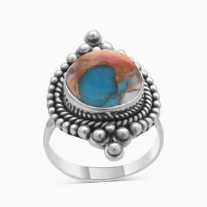 Turquoise Spiny Oyster Silver Rings