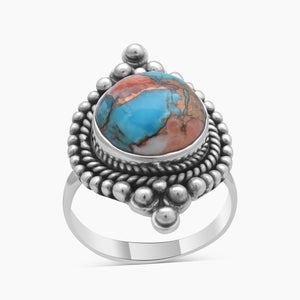 Turquoise Spiny Oyster Silver Rings