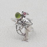 Tourmaline Silver Bird Ring