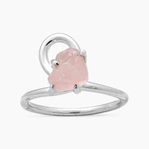 Natural Rose Quartz Silver Rings