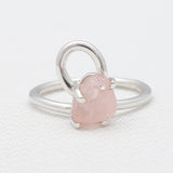 Natural Rose Quartz Silver Rings