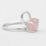 Natural Rose Quartz Silver Rings