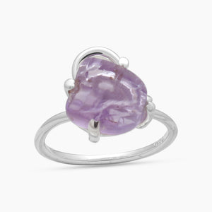 Natural Rose Quartz Silver Rings