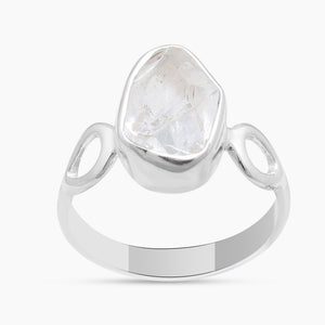 925 Sterling Silver Raw Herkimer Quartz Rings