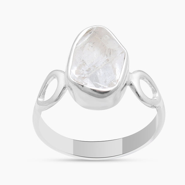 925 Sterling Silver Raw Herkimer Quartz Rings