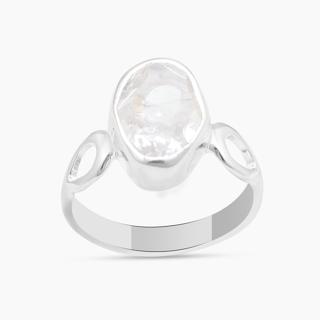 925 Sterling Silver Raw Herkimer Quartz Rings