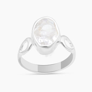 925 Sterling Silver Raw Herkimer Quartz Rings