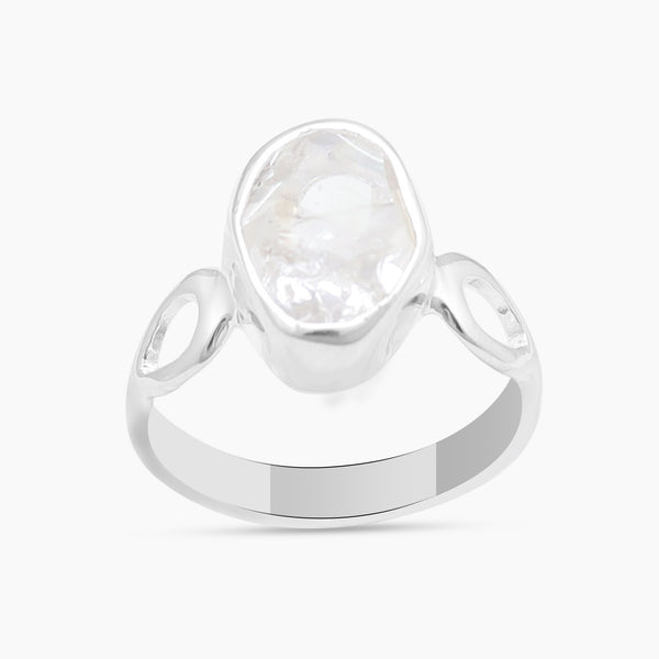 925 Sterling Silver Raw Herkimer Quartz Rings