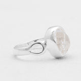 925 Sterling Silver Raw Herkimer Quartz Rings