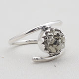 Natural Pyrite Silver Ring