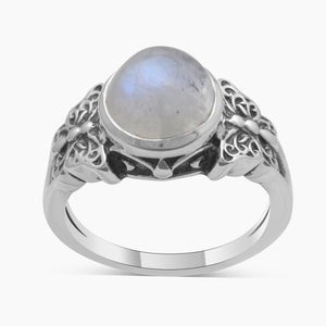 Rainbow Moonstone Silver Rings