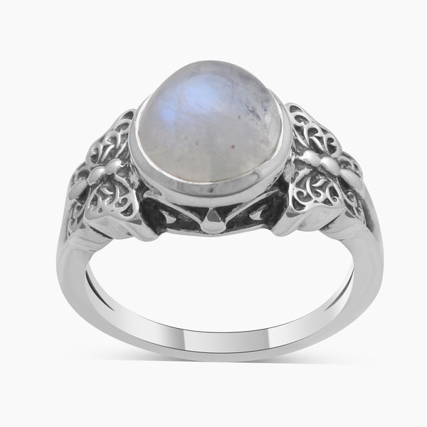 Rainbow Moonstone Silver Rings