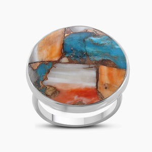 Turquoise Spiny Oyster Silver Rings