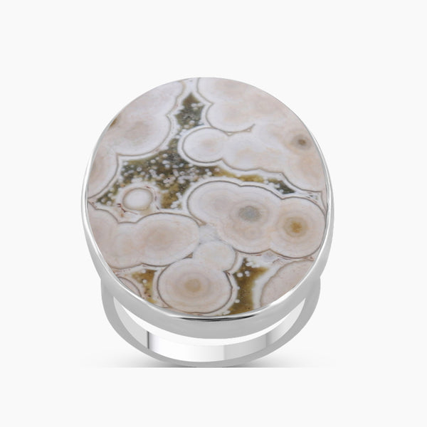 Natural Ocean Jasper Silver Rings