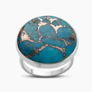 Blue Copper Turquoise Silver Rings