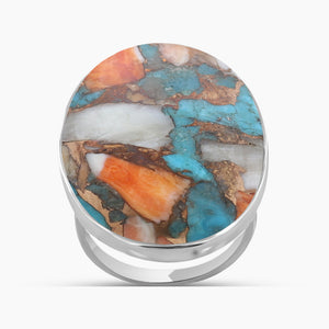 Turquoise Spiny Oyster Silver Rings