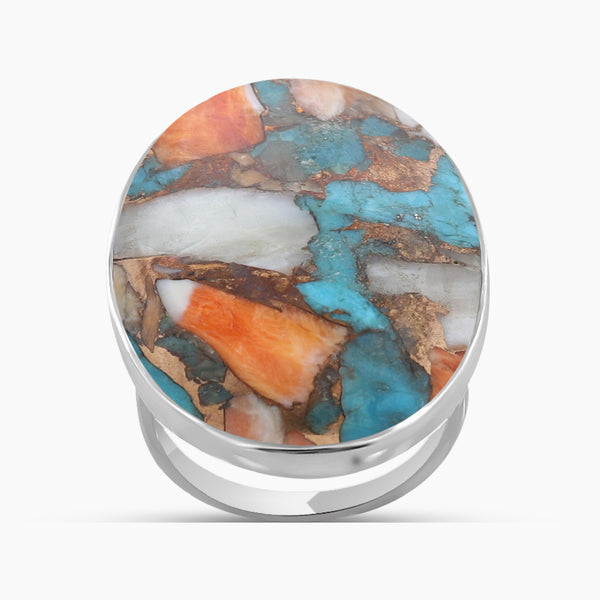 Turquoise Spiny Oyster Silver Rings