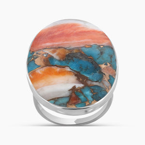 Turquoise Spiny Oyster Silver Rings