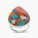 Turquoise Spiny Oyster Silver Rings