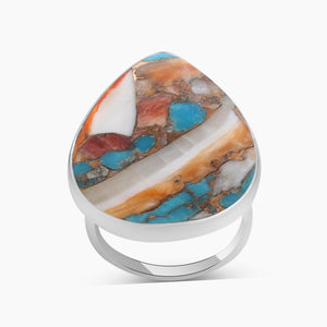 Turquoise Spiny Oyster Silver Rings