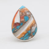 Turquoise Spiny Oyster Silver Rings