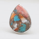 Turquoise Spiny Oyster Silver Rings