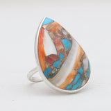 Turquoise Spiny Oyster Silver Rings