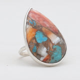 Turquoise Spiny Oyster Silver Rings