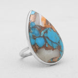 Turquoise Spiny Oyster Silver Rings