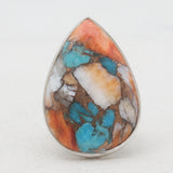 Turquoise Spiny Oyster Silver Rings