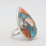 Turquoise Spiny Oyster Silver Rings