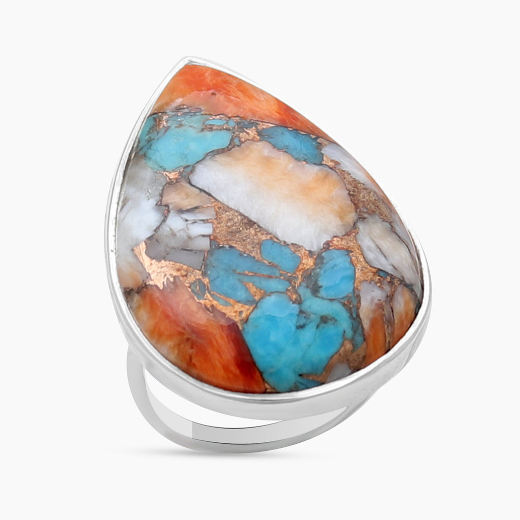 Turquoise Spiny Oyster Silver Rings