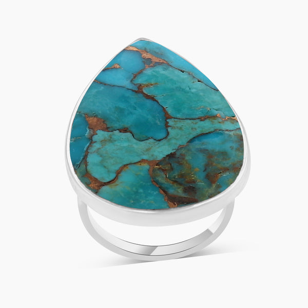 Blue Copper Turquoise Silver Rings